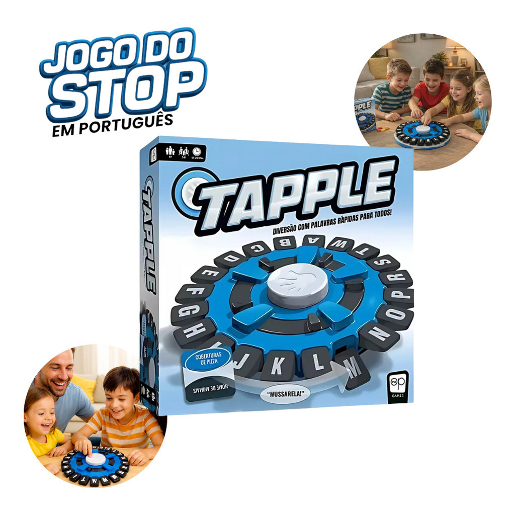 Tapple Stop Jogo De Tabuleiro Infantil Trava Letras Alfabeto Educativo