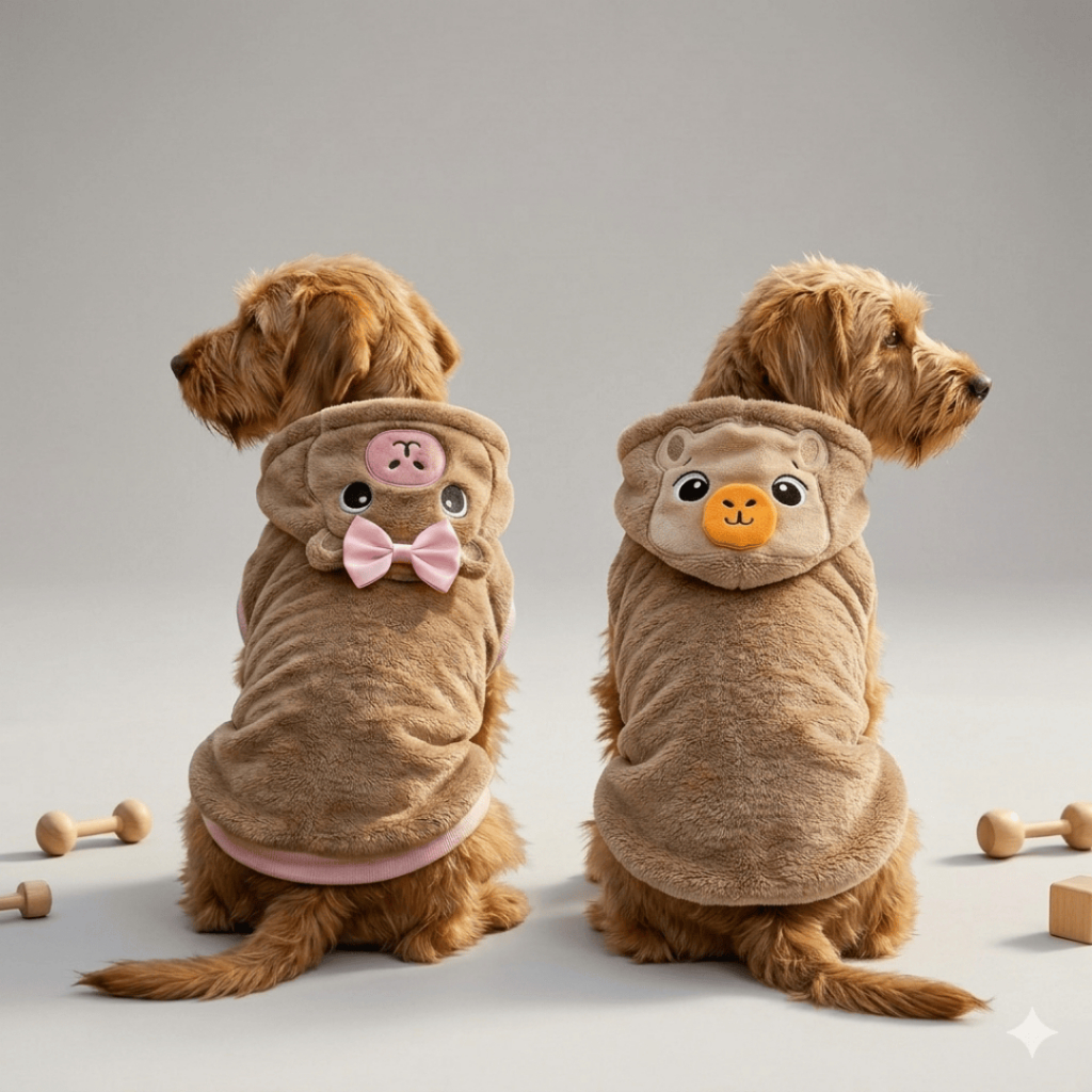 Roupa Pet Capivara Moletom fleece Com Capuz Para Cachorro e Gato Confortável Inverno Quentinho