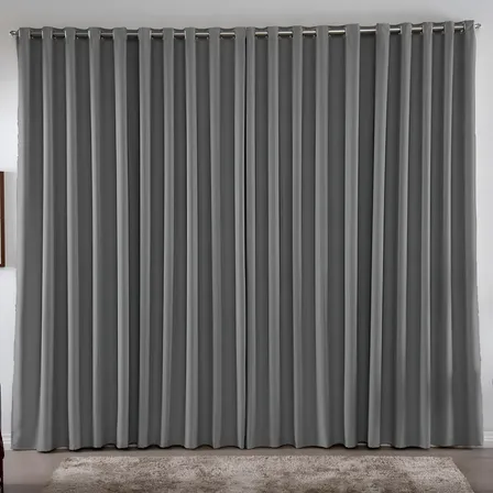 Cortina 3,00x2,80 Metros Blackout Blecaute Cinza Corta Luz Em Tecido Grosso Para Quarto E Sala Casa Laura Enxovais