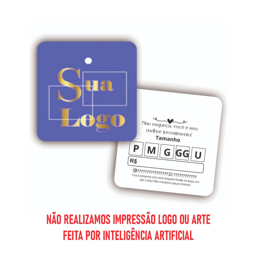 Etiquetas Personalizadas Para Roupas Tamanho: 5,4x5,4cm C/ Furo 3mm