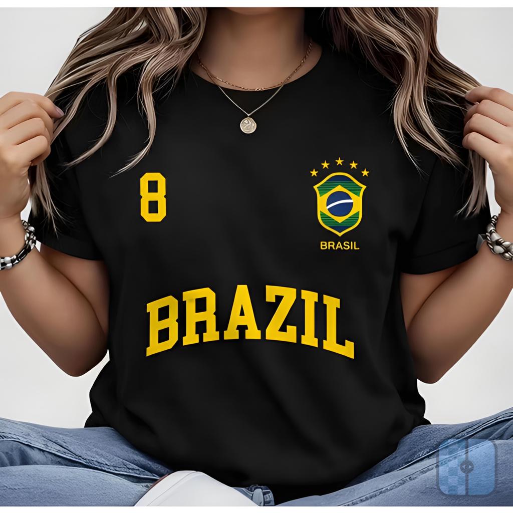 Camisa Camiseta Feminina StreetWear Brasil Algodão 100%  Tshirts verão Copa 2026 Gola Redonda Básica