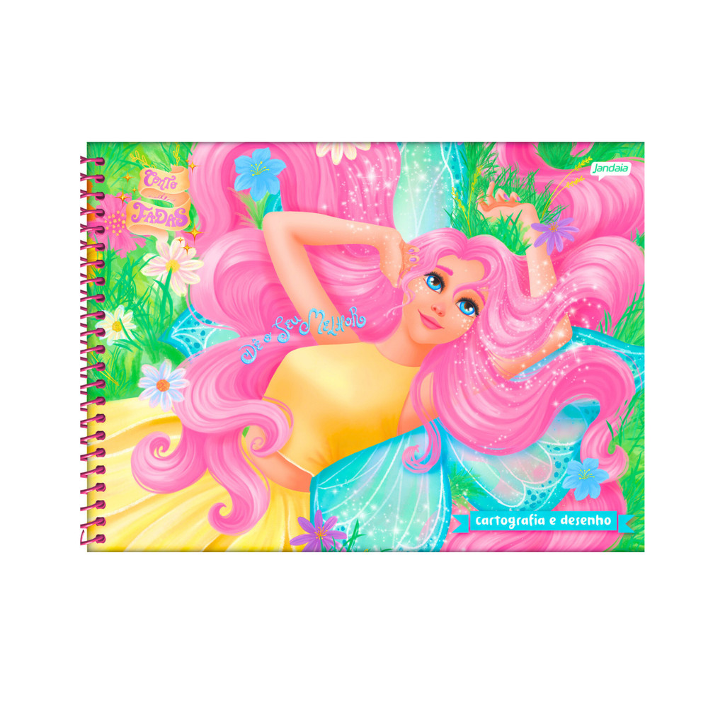 Caderno De Desenho Universitário Conto De Fada 80 Folhas - JANDAIA Capa:ROSA