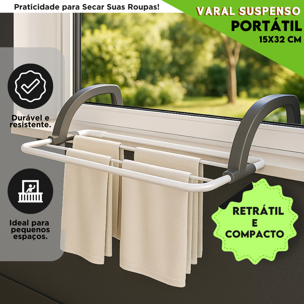Varal Retrátil de Parede Dobrável Portátil Roupas Economia de Espaço Pequeno Lavanderia Apartamento