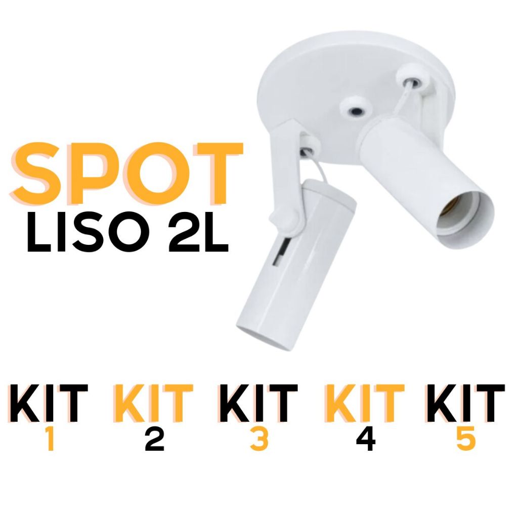 Lustre Luminária Spot Sobrepor 2 Lâmpadas Branco E27 Teto Parede Liso Universal Led Direcionável