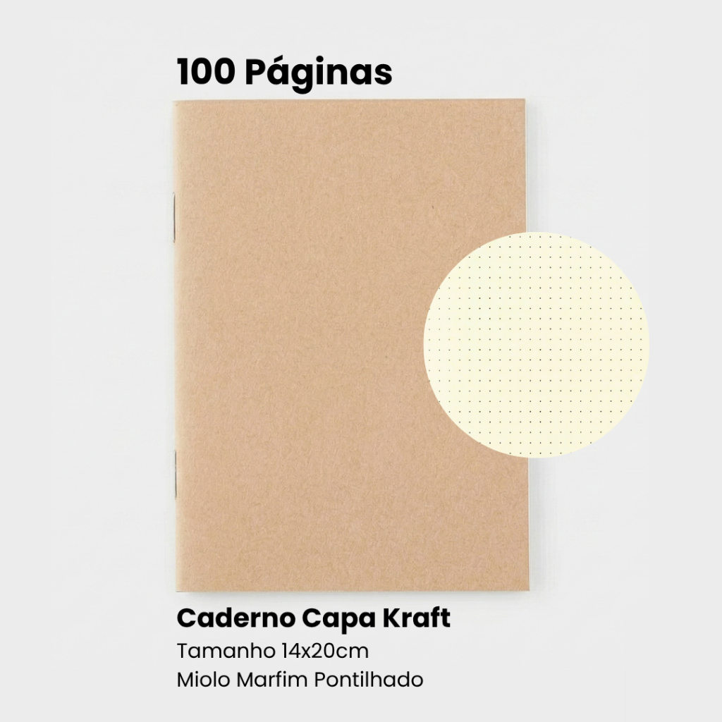 Caderno Kraft Pontilhado 100 Páginas Bullet Journal Planner e Organização Criativa