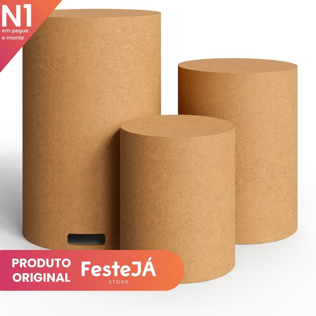 Cilindros MDF Cru Decoração Festa Cenário Aniversário Eventos Casamento Pegue e Monte