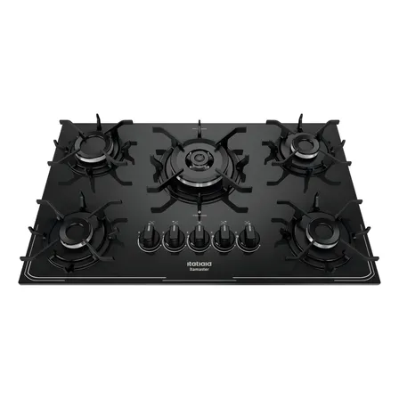 Fogão Cooktop Com Alimentação Gás - Itatiaia 5 Bocas Tripla Chama Cor Preto - 5 Queimadores 127/220v
