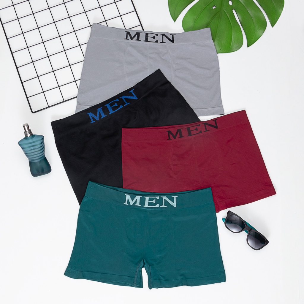Kit 4 Unidades de  Cueca Boxer Masculino Sem Costura Adulto Premium