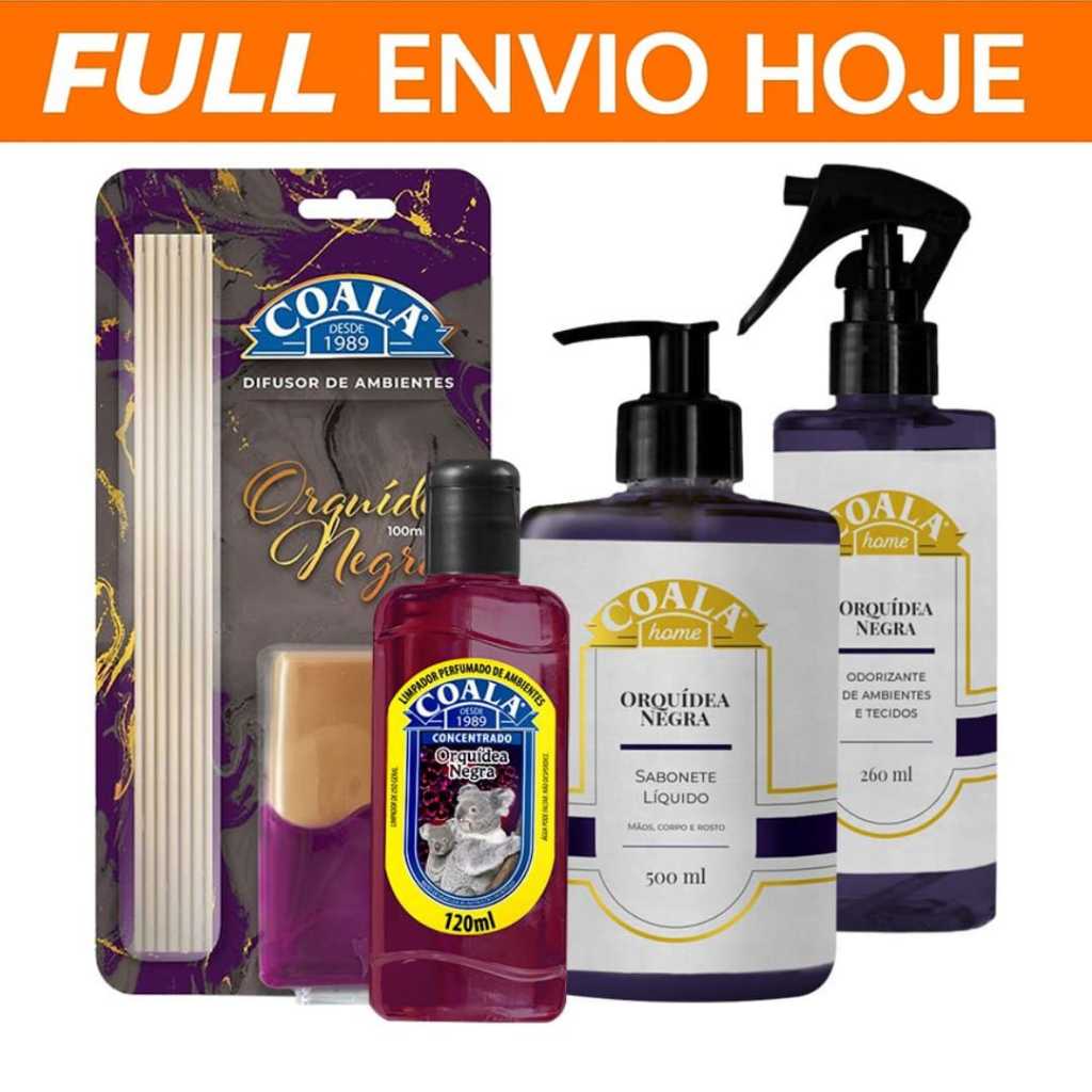Coala Home Orquídea Negra 4 Peças Difusor Odorizador Limpador Sabonete 500ml