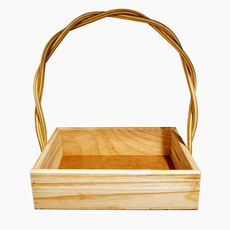 kit  10,cestas decorativa madeira pinus Quadrada  22×15cm