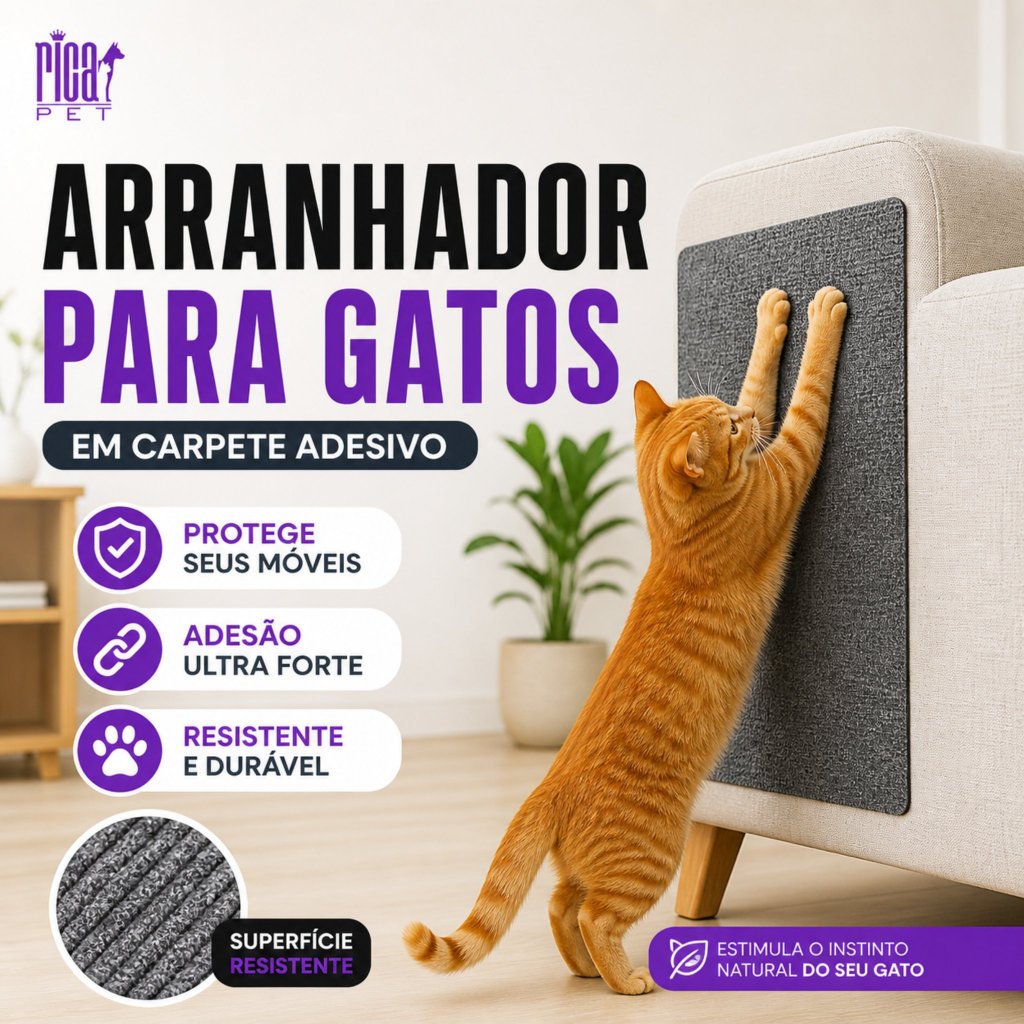 Arranhador Adesivo para Gato Protetor para Sofá Cama Box Móveis Carpete Premium
