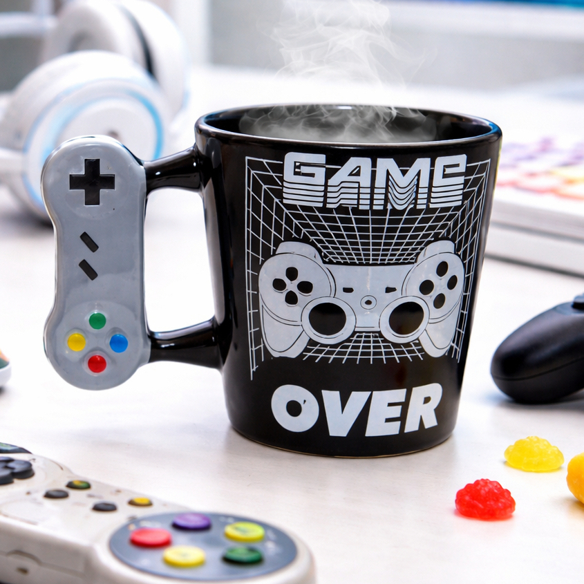Caneca Vídeo Game Controle Joystick 3D Gamer Geek One em porcelana 350ml