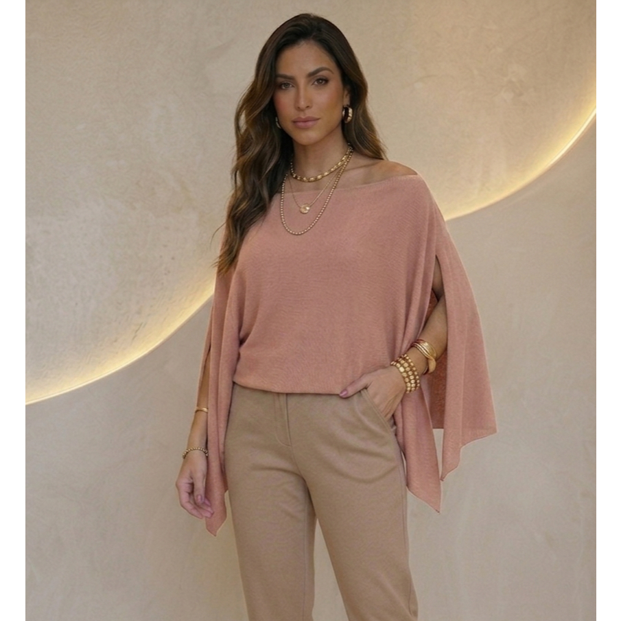Blusa feminina Capa Boho Estilosa Varias Formas de Usar Moda Influencer