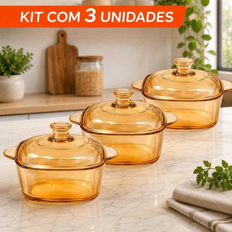 Travessa de Vidro Âmbar com Tampa 800ml/850ml para Mesa Posta Premium