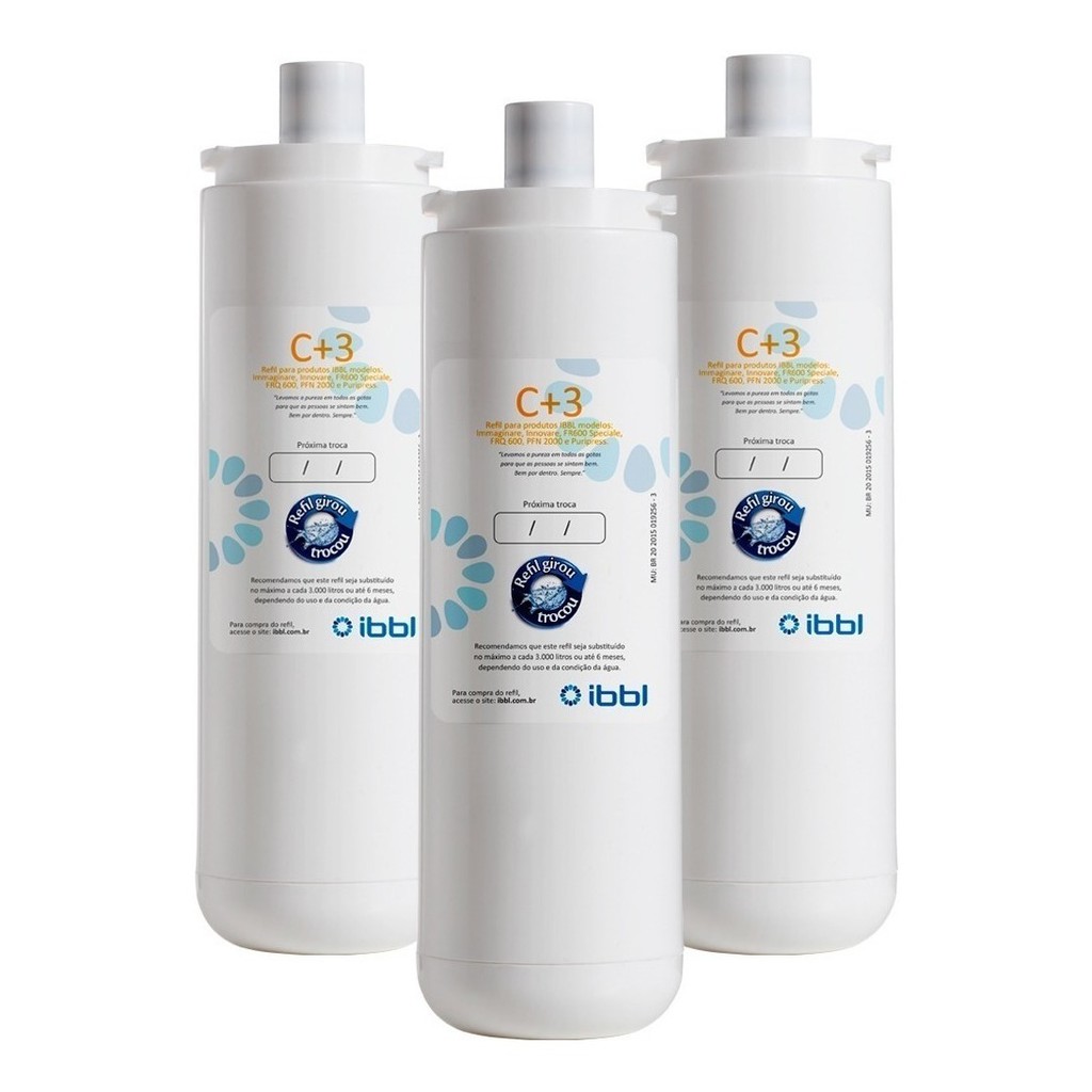 Kit C/ 3 Refil C+3 Filtro Purificador De Água Ibbl - Fr600