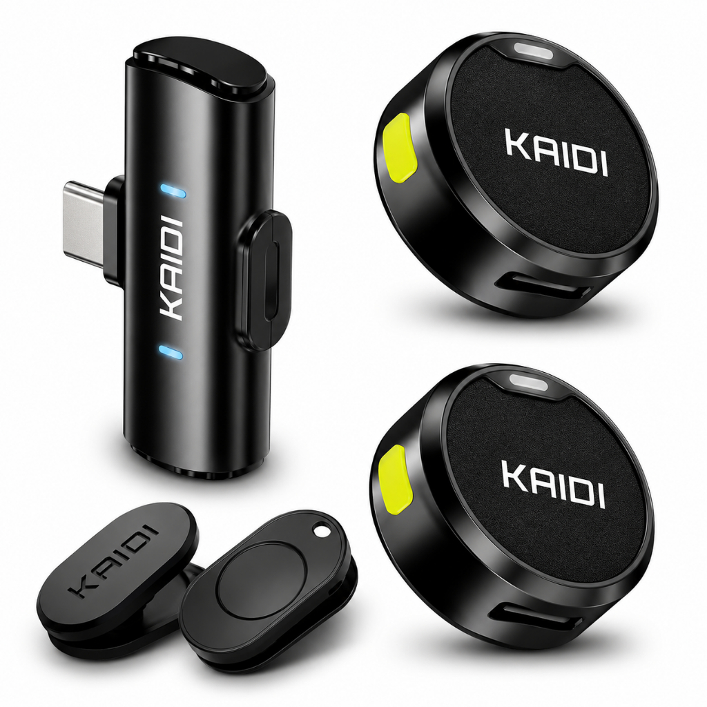 Microfone Duplo de Lapela Profissional Kaidi Original Sem Fio Tipo-C