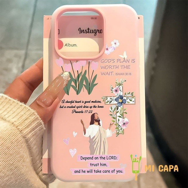 Jelly 2 Em 1 Capa Estampa Jesus Na Cruz para iPhone 11 12 13 14 15 16 Pro Max 16 Plus